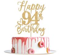 Happy 94th Birthday Cake Topper, 94th Birthday Decorations for Men/Women, Cheers to 94 Years, 94 Fabulous, 94th Happy Birthday Party Supplies Gold Glitter