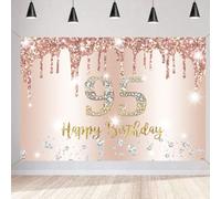 Happy 95th Birthday Decorations for Women, Happy 95 Years Old Backdrop Banner Fabric Sign Poster, 95th Birthday Rosegold Photography Background Party Supplies Weclome Sign, 150cm x 90cm