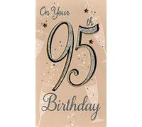 Happy 95th Birthday Greeting Card Hand-Finished Champagne Range Cards