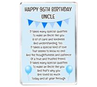 Happy 95th Birthday Uncle - Fun Balloon Design - Keepsake Verse - Fridge Magnet - Sentimental Gift for Him