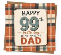 Happy 99th Birthday Card for Dad - To An Amazing Dad Plaid Design