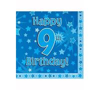 Happy 9th Birthday Blue Stars Luncheon Napkins 16pk
