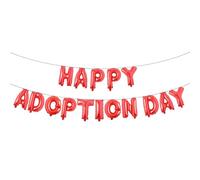 Happy Adoption Day Foil Balloons Letter Banner Balloons for Happy Gotcha Day, Child Pet Adoption Party Cat Dog Rescue Adoption Party Supplies 16inches (HAPPY ADOPTION DAY Red)
