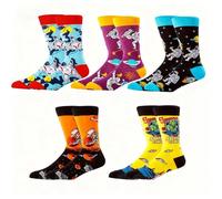 Happy Alien Funny Novelty Socks for Men Women Space Gifts Idea Pattern Silly Crazy Funky Colorful Cool Mens Womens Socks Size 4-11 uk Multipack Designer Colored Crew Dress Soft Cotton Comfy for Dad