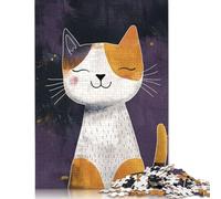 Happy And Cute Calico Cat Puzzles for Adults 500 Puzzles for Adults 500 Pieces Puzzle 500 Pieces 500 Piece Jigsaw Puzzles for Gift 500pcs (52x38cm)
