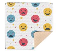 Happy and Sad Faces Baby Play Mat for Floor, 127x127 CM Playpen Mat,Thicken Soft Non-Slip Tummy Time Mat for Toddlers and Infants