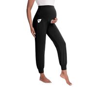Happy.angel Women's Maternity Pants with Pockets, Loose Joggers Sweatpants for Workout Soft Lounge Pregnancy Clothes, Black, Large