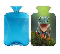 Happy Animal Frog Hot Water Bottle with Cover, 2L Hot Water Bag for Pain Relief, Neck Soft and Shoulder, Hand Feet Warmer, Hot and Cold Compress for Adult Kids