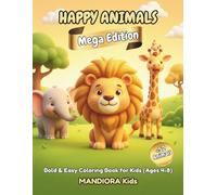 Happy Animals: Bold & Easy Coloring Book for Kids (Ages 4-8)