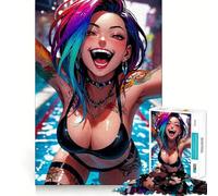 Happy Anime Girl in Pool Jigsaw Puzzle for Adults 1000 Pieces Think Smart Tight Cut Home Activity Xmas Gift (38x26cm)