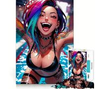 Happy Anime Girl in Pool Jigsaw Puzzles for Teenagers 1000 Brain Think Precise Cut Real Challenge Art Piece (50x75cm)