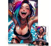 Happy Anime Girl in Pool Jigsaw Puzzles for Teenagers 1000 Brain Think Precise Cut Real Challenge Art Piece (50x75cm)