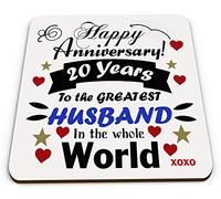 Happy Anniversary 20 Years to The Greatest Wife in The World Novelty Gift Coaster