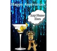 Happy Anniversary Airedale Terrier puppy Greeting Card Code2 Personalised Greeting card
