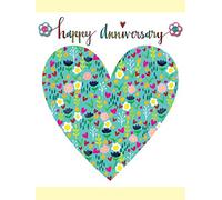 Happy Anniversary - Blue Floral Heart