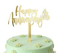 Happy Anniversary Cake Topper - Gold Acrylic Happy 10th 20th 30th 40th 50th Anniversary Cake Topper, Company Anniversary Party Cake Decoration, Wedding Anniversary Party Cake Decor