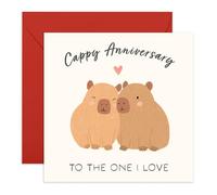 Happy Anniversary Capybara Couple Card - Cappy Anniv - Lovely Gift for Partner, Husband, Wife, Girlfriend, Boyfriend, Babe, Animal Lovers, Him, Her, Women, Men - Comes with Sweet Stickers