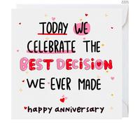 Happy Anniversary Card, 'Best Decision We Ever Made' Theme, 6x6 Inch, 300gsm, with White Envelope