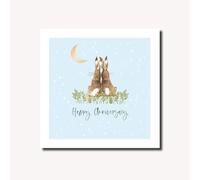 Happy Anniversary Card Bunny Rabbit Moon Love - Stylish Pastel Greeting Card