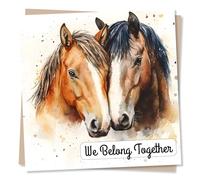 Happy Anniversary Card for a Loved One - Horse or Nature Lover - We Belong Together - For a Best Friend, Partner, Wife, Husband, Wife, Girlfriend, Boyfriend