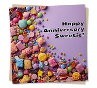 Happy Anniversary Card For A Sweets Lover - Happy Anniversary Sweetie - For Friend, Family, Husband, Wife, Boyfriend, Girlfriend, Partner