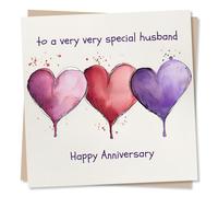 Happy Anniversary Card for Husband - To A Very Very Special Husband - Love Heart Design for Husband from Wife
