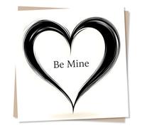 Happy Anniversary Card For Partner - Be Mine, Heart, Heartfelt - Love of My Life - Black Heart Design - Valentines Card For Husband, Wife, Boyfriend, Girlfriend