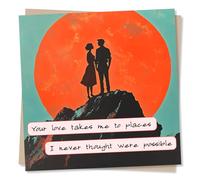 Happy Anniversary Card For Partner - Mountain Scene, Nature Lover - Wildest Imagination - Love Takes Me To Places - Beauty - For Husband, Wife, Girlfriend, Boyfriend