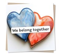 Happy Anniversary Card For Partner - We Belong Together - Two Love Hearts Joined Together - For Husband, For Wife, For Girlfriend, For Boyfriend