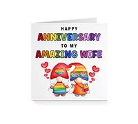 Happy Anniversary Card for Wife - Amazing Rainbow Gonk For Her Partner