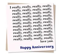Happy Anniversary Card For Your Partner - I really really love you. - Beautiful Card For Husband, Wife, Girlfriend, Boyfriend