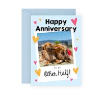 Happy Anniversary Card 'To My Other Half' - Cute Dog Design with Heart Accents - For Him, Her, Wife, Husband, Babe, Hun, Girlfriend, Boyfriend - Celebrating Love and Milestones - Blank Inside