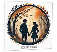 Happy Anniversary Card - Together Forever - Cute Romantic Couples 145 x 145mm