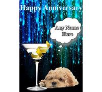 Happy Anniversary Cockapoo Dog puppy Card Code18 Personalised Greeting card