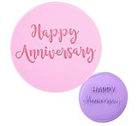 Happy Anniversary Cookie Stamp Fondant Embosser 3D Raised Design Cookie Stamps for Baking Cookies,Decorating Cake/Sugar Paste/Cupcake