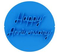 Happy Anniversary Cookie Stamp Fondant Embosser 6cm (2.36 inches) Made in The UK for Baking, Cooking, Fondant, Icing, Cupcake, Cookie, Cake, Biscuits, Decoration