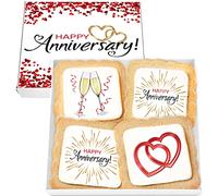 Happy Anniversary Cookies Gift Basket 4 PACK For Men Women Wife Husband Wedding Engagement | Nut Free | Kosher