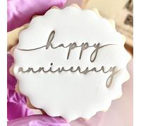 Happy Anniversary Fondant Stamp Cookie Cutter Embosser fits m&s Biscuits Wedding Birthday Gifts Ideas Party Favour Reusable Marks and Spencers Free Matching Cutter