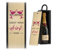 Happy Anniversary Great Minds Drink Alike Wine Gift Box Champagne Gift For Couple Romantic Wine Gift Box (Gold Mirror, Black Box)