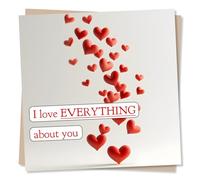 Happy Anniversary or Birthday Card for a Loved One - Heartfelt and Special, Hearts - I Love Everything About You - Red, Pink, Love - Valentines For Partner, Husband, Wife, Girlfriend, Boyfriend