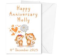 Happy Anniversary Orangutans Monkeys Chimpanzees Gorillas Couples Card