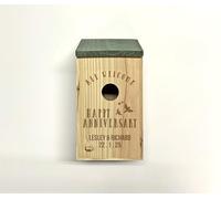 Happy Anniversary Personalised Bird Box - Custom Engraved Wooden Nesting Box for Garden Birds, Unique Wedding for Couples, Husband, Wife, Parents & Nature Lovers, Handmade Bird House