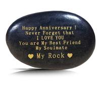 Happy Anniversary Rock Romantic Gifts for Her, Engraved Rock Happy Birthday Gifts I Love You Gifts You are My Rock Gifts Decorative Stones with Red Velvet Bag
