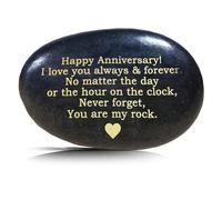 Happy Anniversary Rock, You Are My Rock with Black Velvet Bag, My Rock Gifts Decorative Stones Wedding, Anniversary Presents for Husband, Wife, Parents Heartwarming Stone