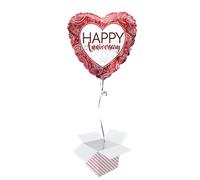 Happy Anniversary Rubi Ornaments Heart Shape ECO Foil Helium Balloon - Inflated Balloon in a Box