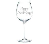 Happy Anniversary - Vinyl Sticker Decal Transfer Label for Glasses, Mugs. Gift Bag, Box, Celebrate, Party, Wedding (Small - 3cm Tall Capital Letter Height, Silver)