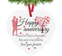 Happy Anniversary Wedding Ornament for Couple Happy Anniversary Ornament Marriage Keepsake Decoration Gift Husband Gifts from Wife 1st 10th 20th Wedding Anniversary Valentines Day Christmas Ornaments