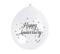 Happy Anniversary White Latex Balloons (22cm) Pack of 10 - Elegant Celebration Balloons for Memorable Moments