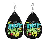 Happy April Fools Day Leather Earrings For Women Dangle Earring Drop Pendant With Hook Gifts For Adult Girl