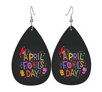 Happy April Fools Day Leather Earrings For Women Dangle Earring Drop Pendant With Hook Gifts For Adult Girl